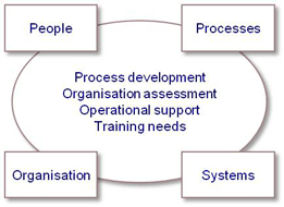 process development, organisation assessment, operational support
